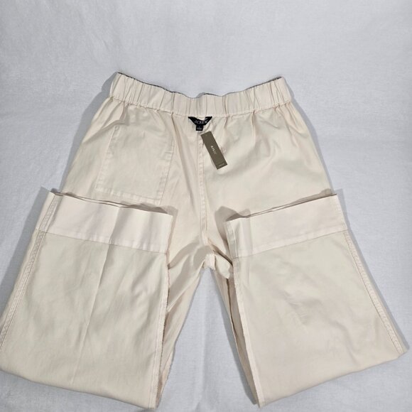 J.CREW Astrid NATURAL Elastic Waistband Hi-Rise Wide Leg Crop Chino Pant Size L. - Picture 10 of 17